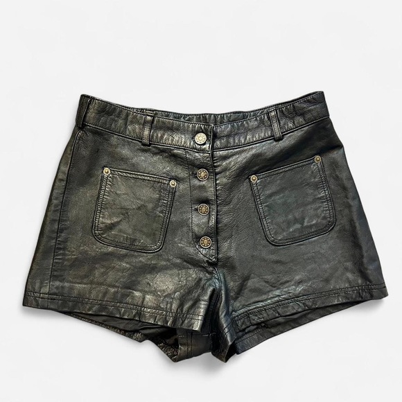Leather King Pants - Vintage Leather King Micro Mini shorts small 26 in Black